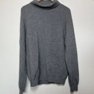 Suitsupply Men Cashmere Wool Turtleneck Sweater XXL Gray Rib Knit Luxury